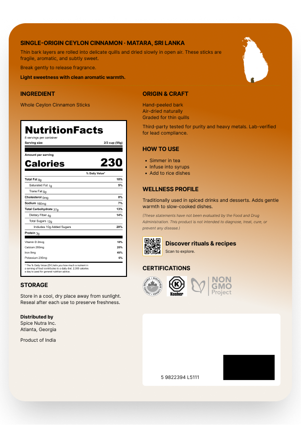 Ceylon Cinnamon Sticks (True Cinnamon Quills)